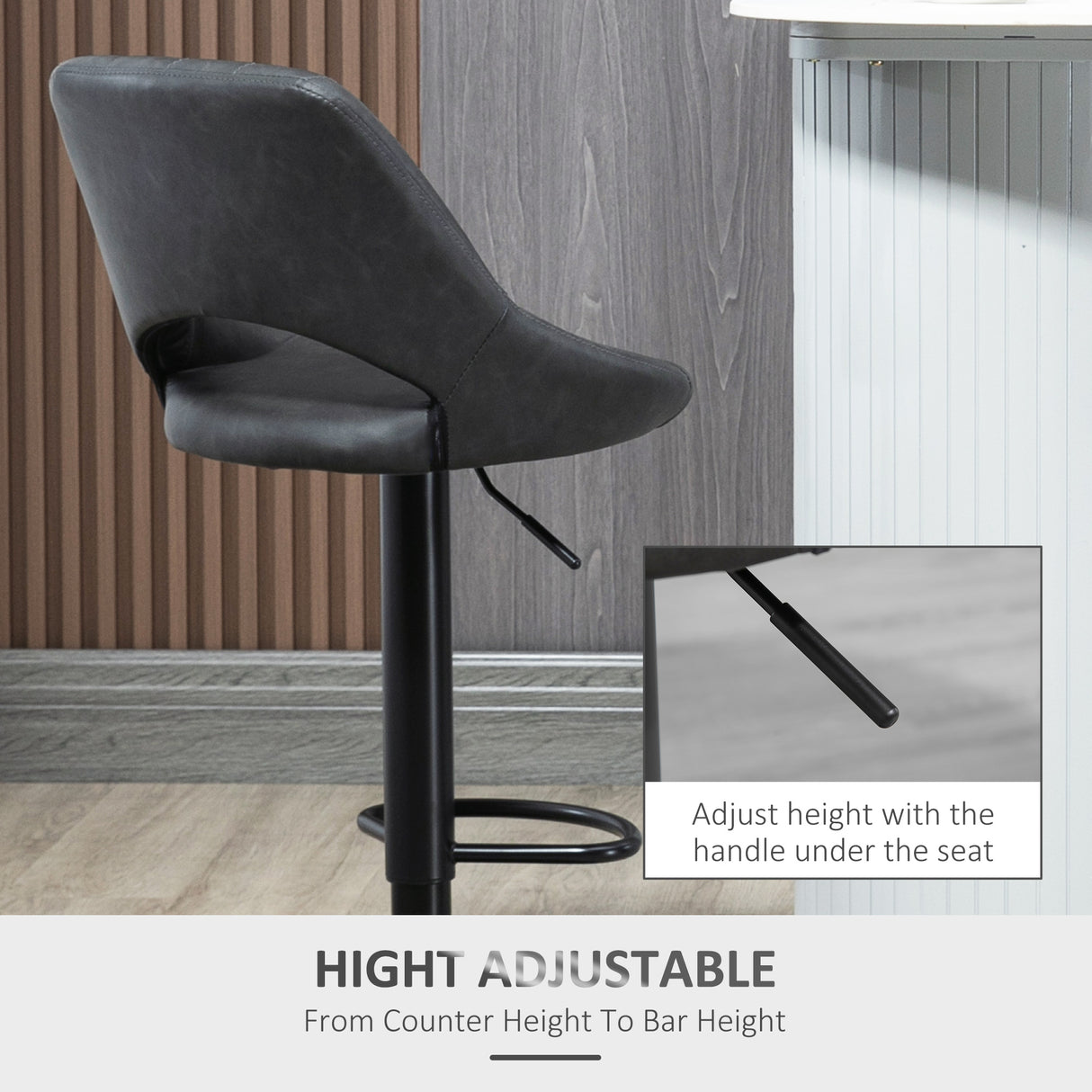 Faux Leather Barstools With Backrest And Footrest in Set Of 2 - Velmora