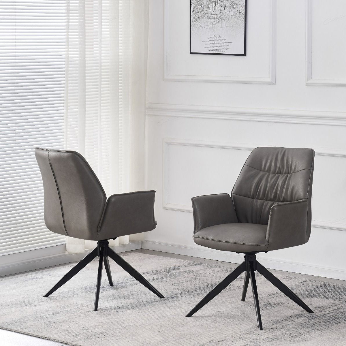 Faux Leather Dining Chair With Swivel Function - Berlish