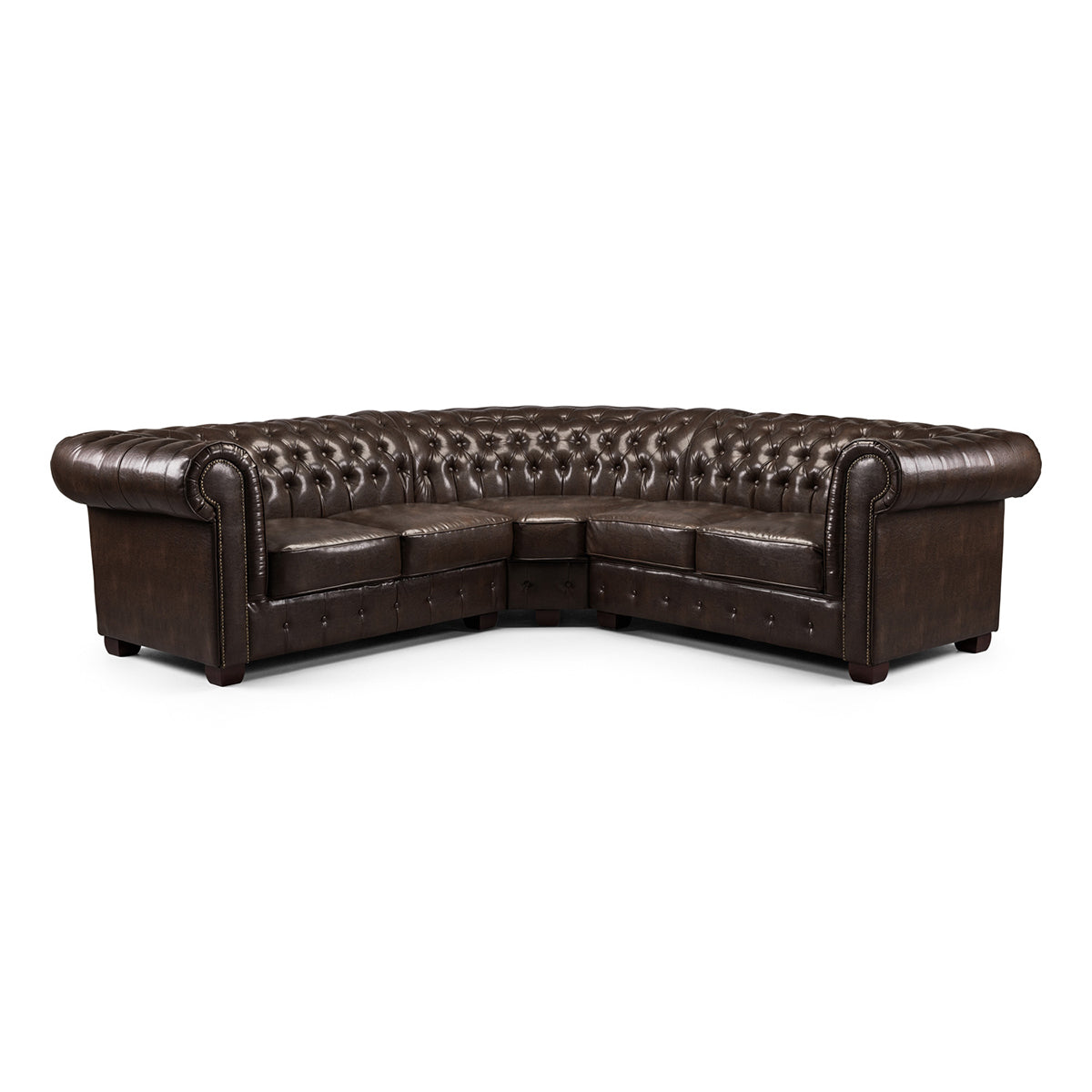 Faux Leather Corner Sofa Large - Chesterfield