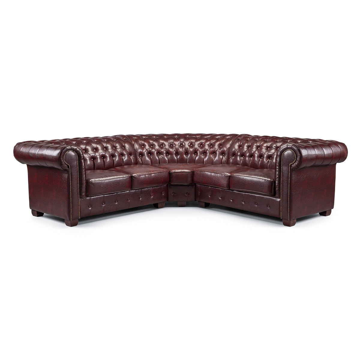 Faux Leather Corner Sofa Large - Chesterfield