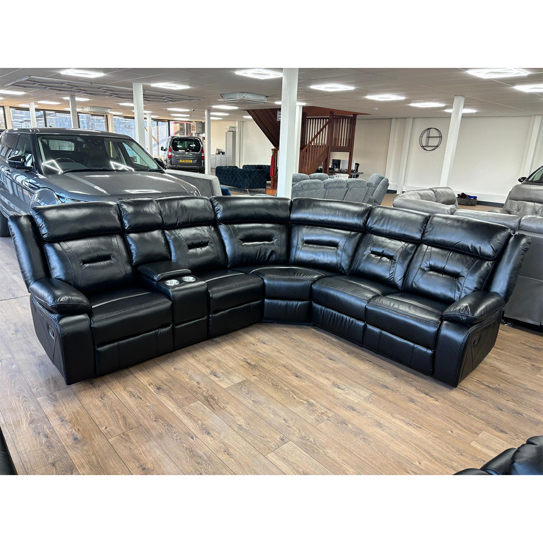 Faux Leather Corner Sofa Large Recliner - Novie