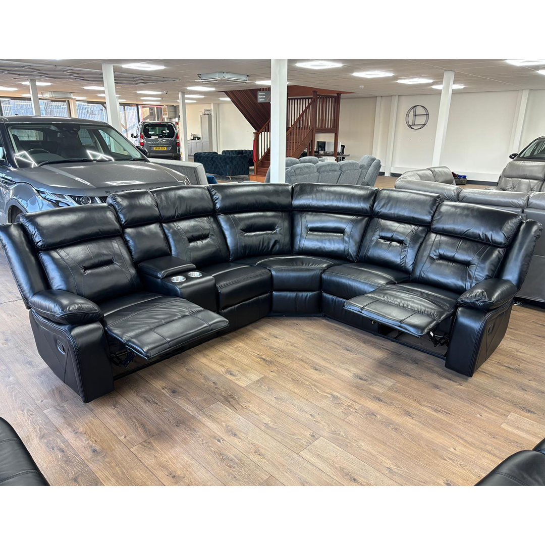 Faux Leather Corner Sofa Large Recliner - Novie