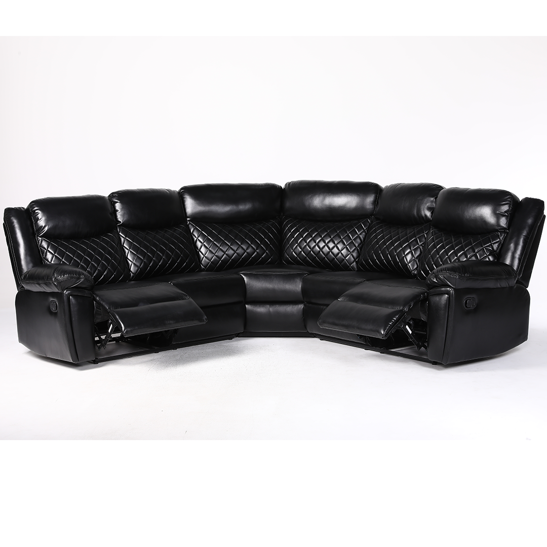 Faux Leather Corner Sofa Manual Recliner - Myra