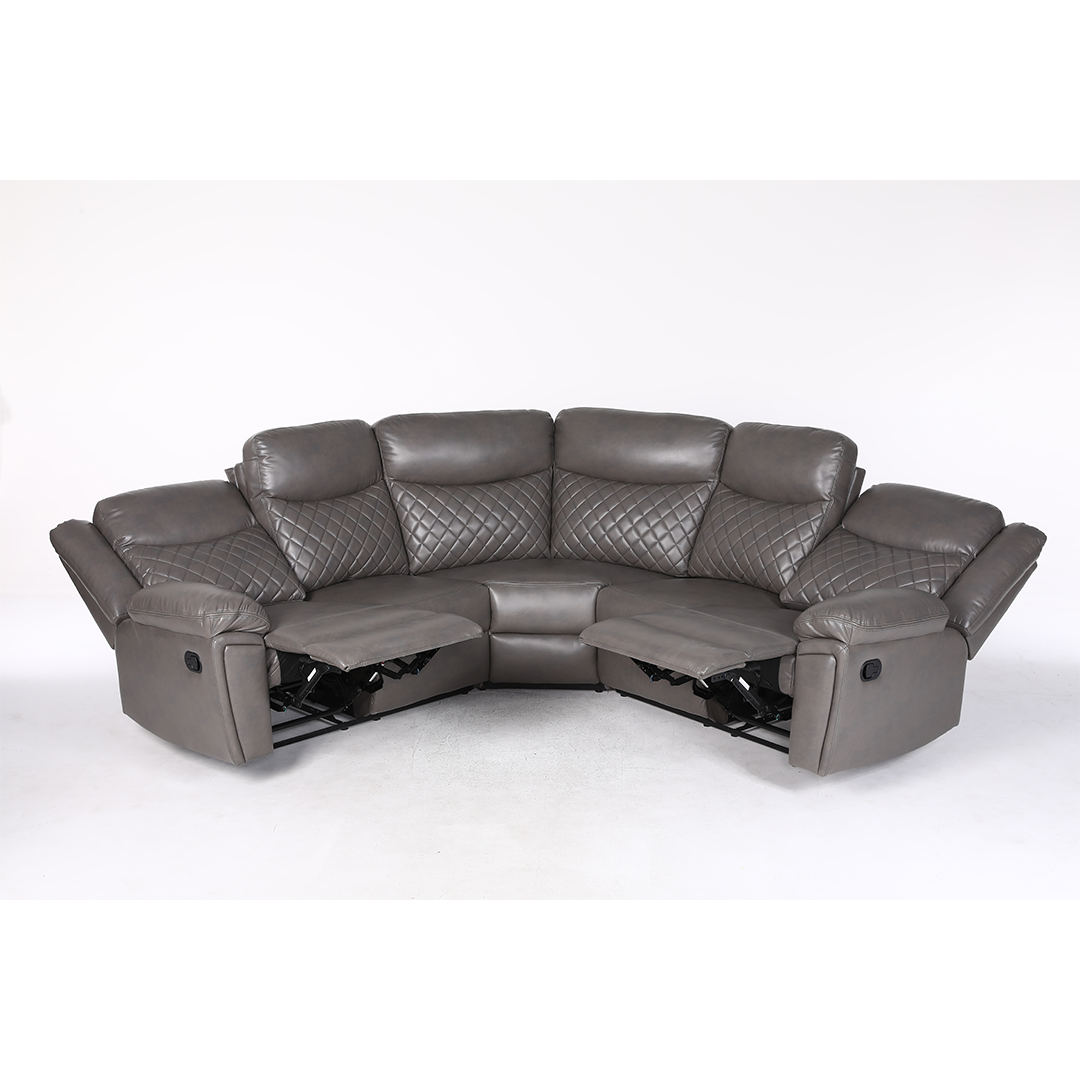 Faux Leather Corner Sofa Manual Recliner - Myra