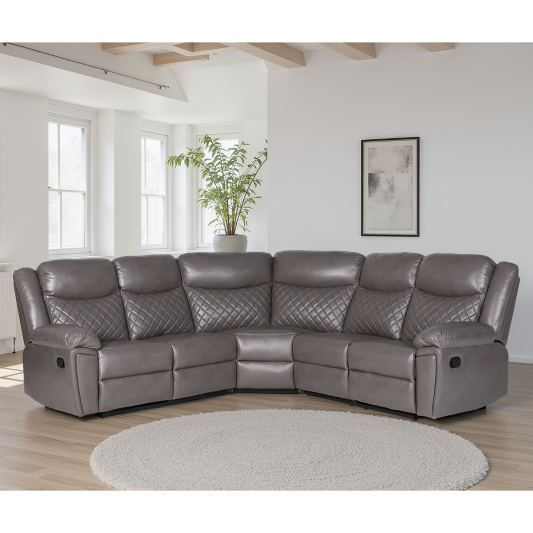 Faux Leather Corner Sofa Manual Recliner - Myra