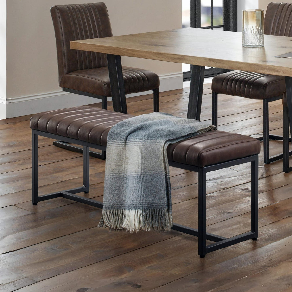 Faux Leather Dining Bench for 2 People Rectangular - Brooklyn