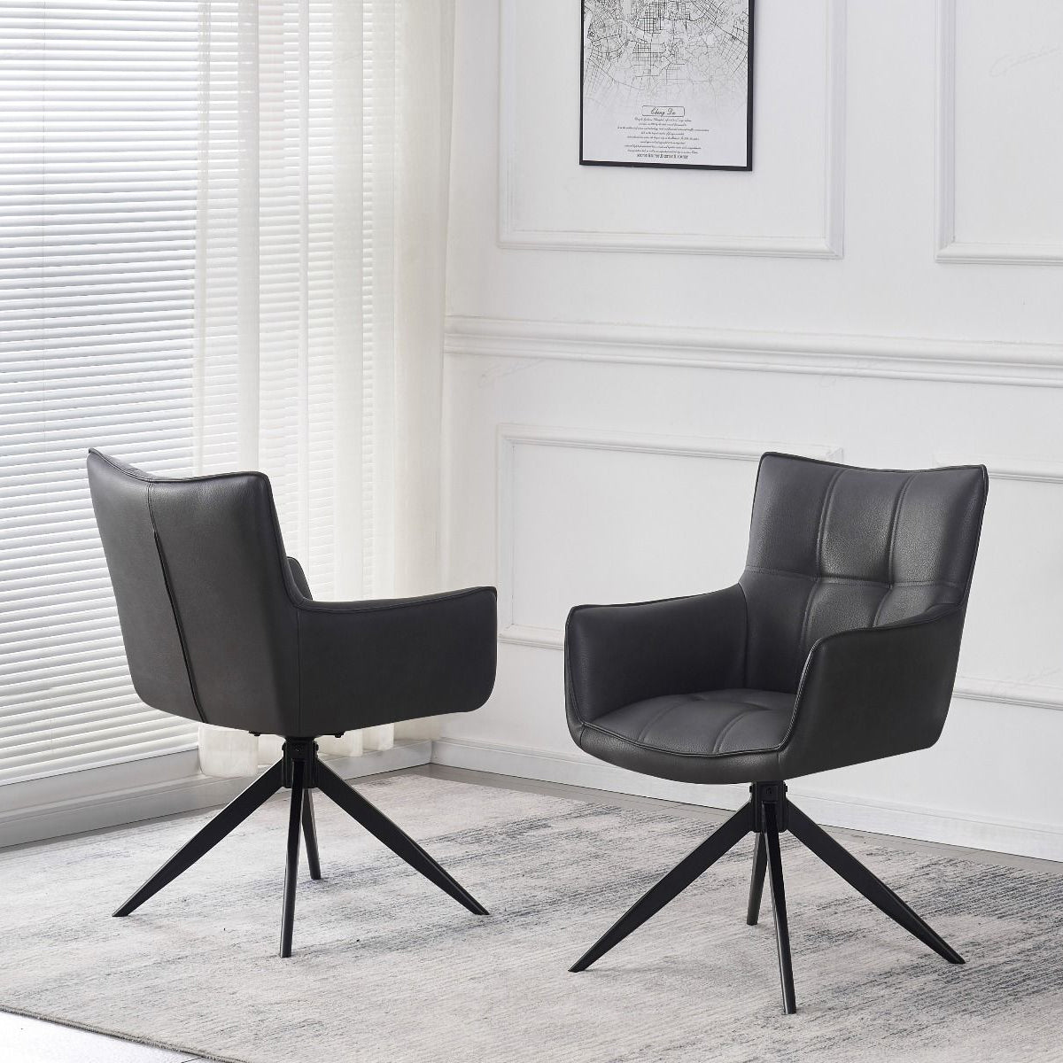 Faux Leather Dining Chair With Armrests - Franca