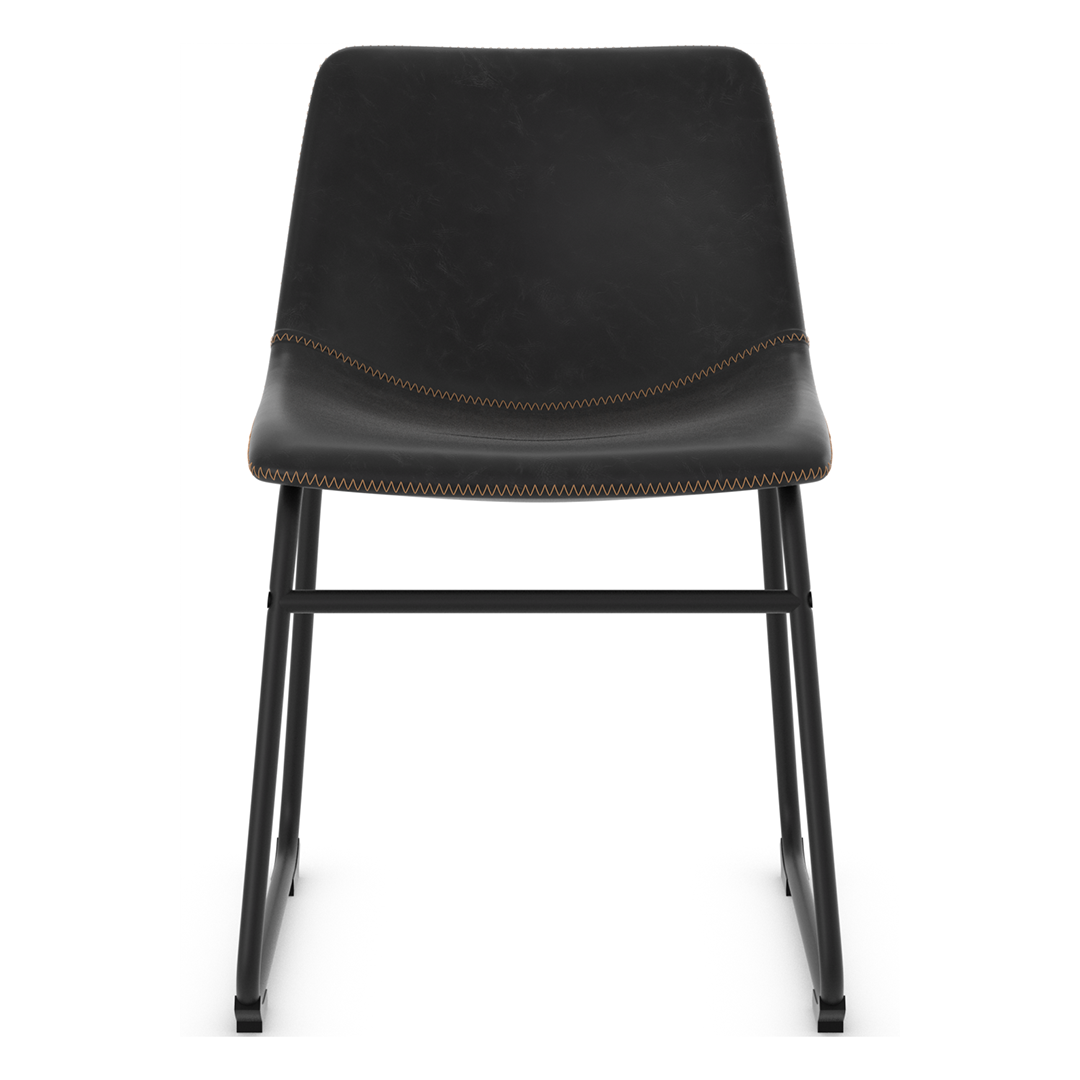 Faux Leather Dining Chair With Black Powder-Coated Metal Frame - Cranford