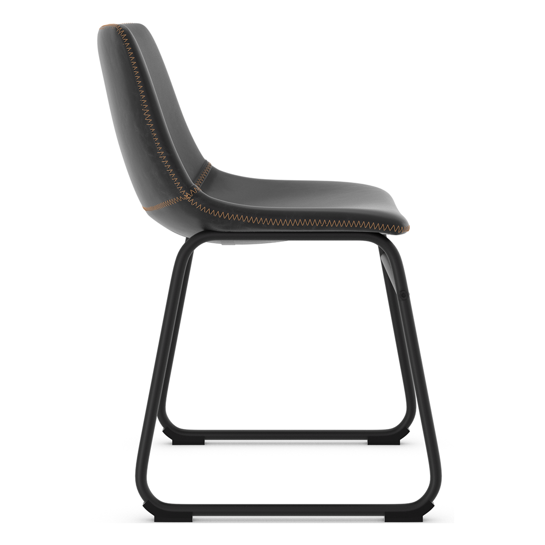 Faux Leather Dining Chair With Black Powder-Coated Metal Frame - Cranford