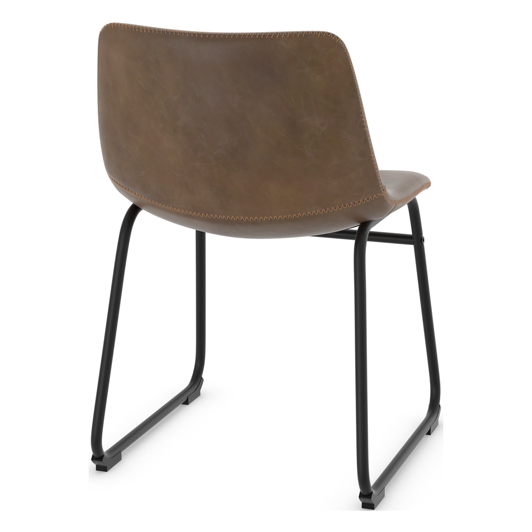 Faux Leather Dining Chair With Black Powder-Coated Metal Frame - Cranford