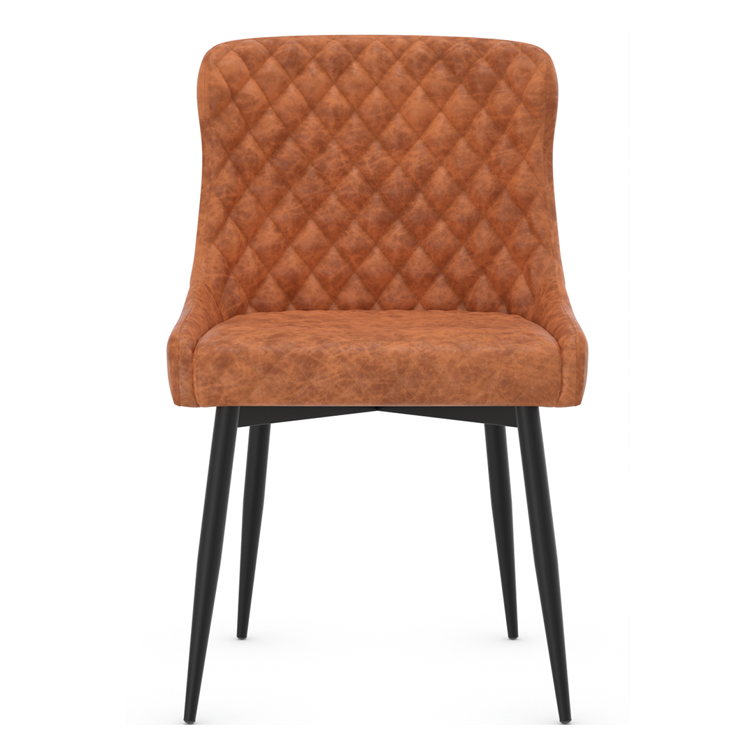 Faux Leather Dining Chair With Black Powder-Coated Metal Legs - Ryland