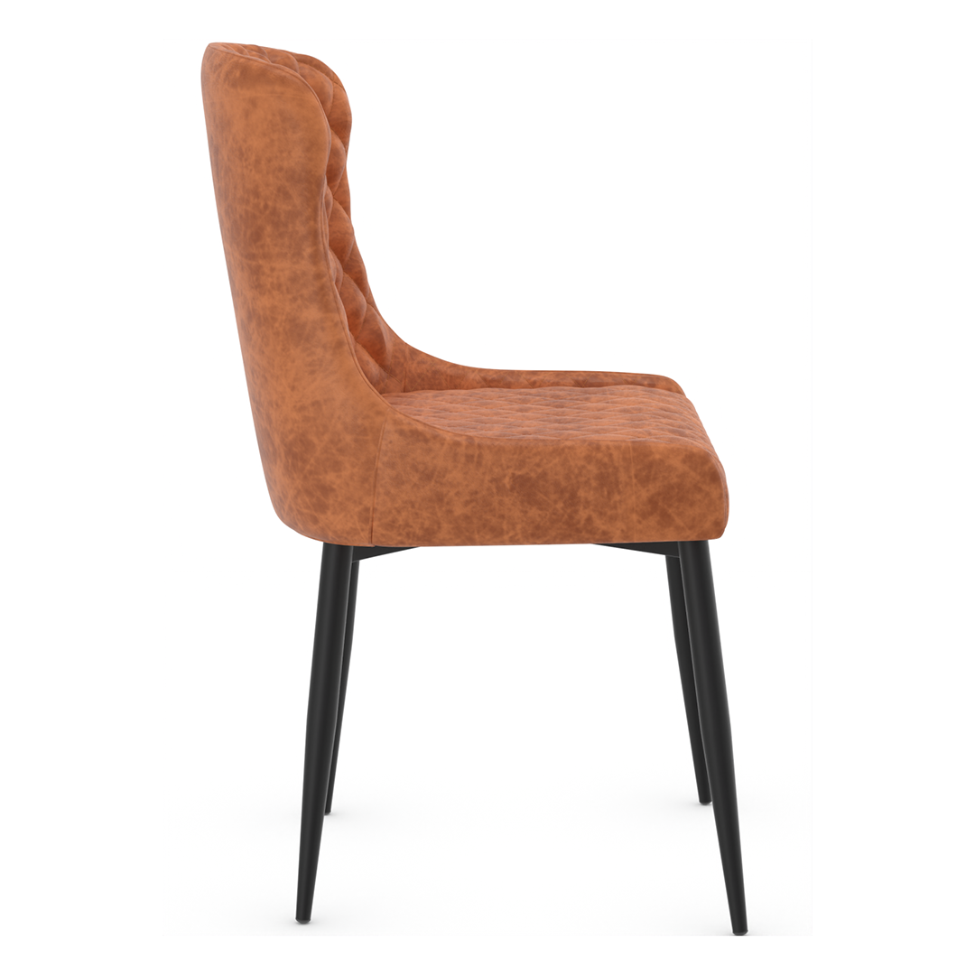 Faux Leather Dining Chair With Black Powder-Coated Metal Legs - Ryland