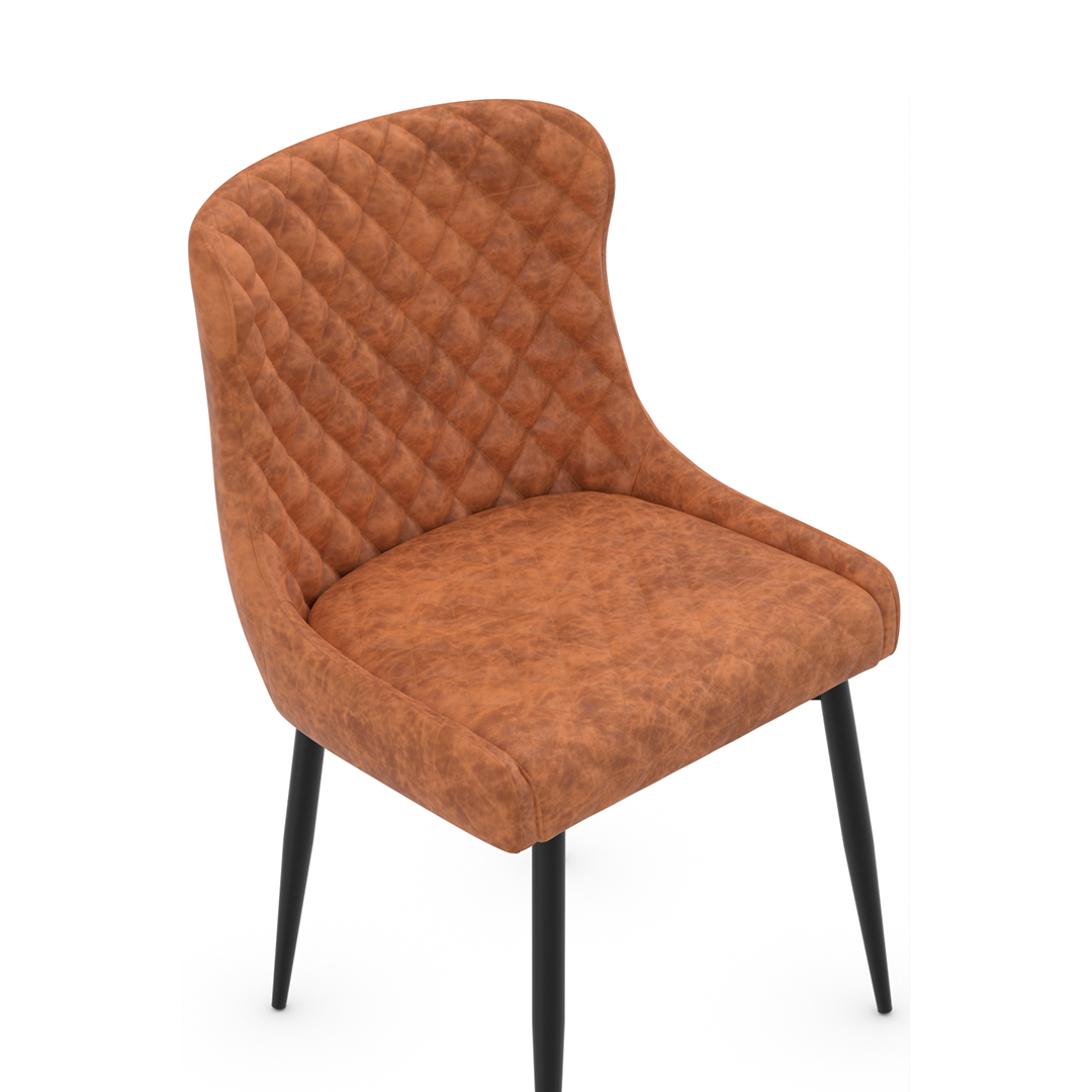 Faux Leather Dining Chair With Black Powder-Coated Metal Legs - Ryland
