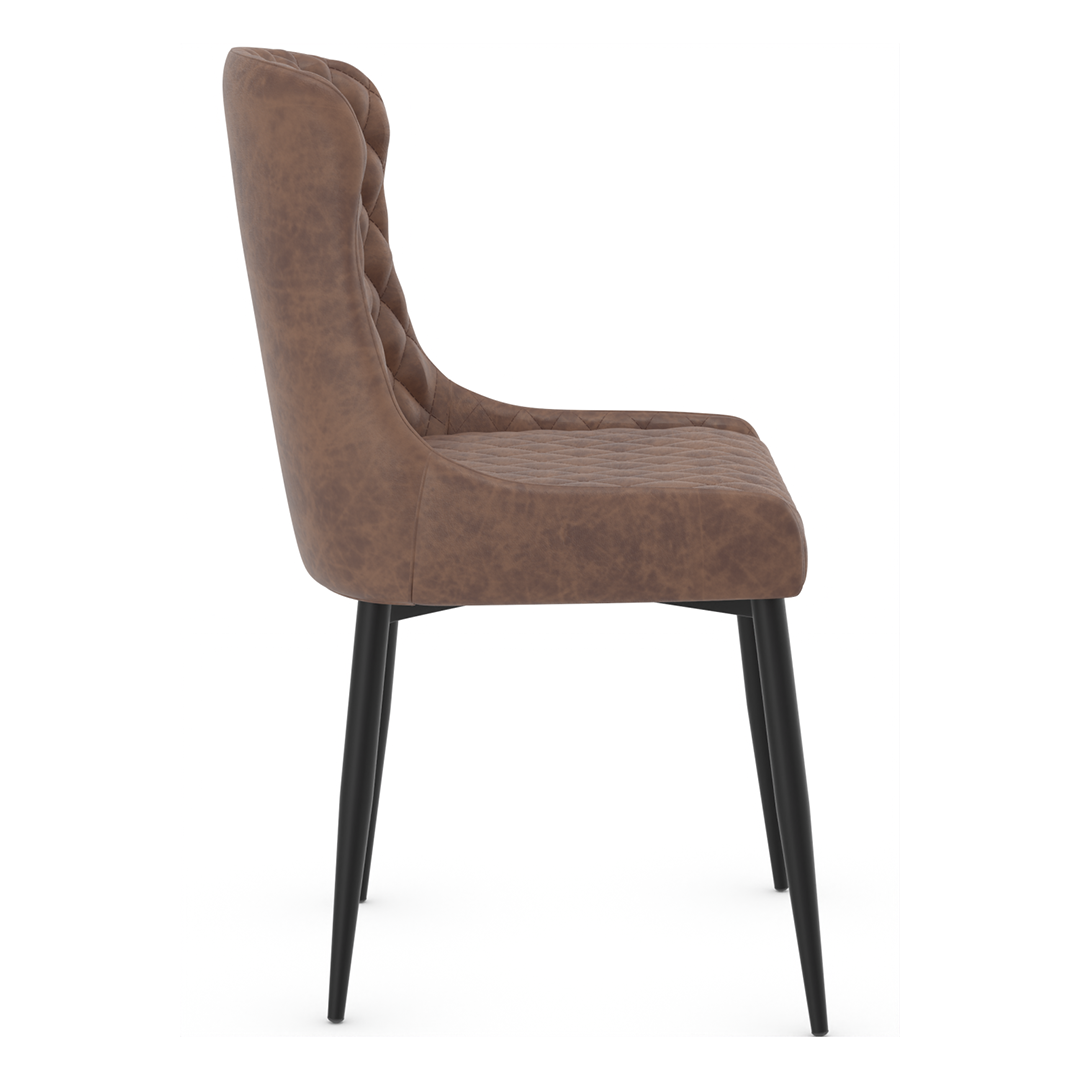 Faux Leather Dining Chair With Black Powder-Coated Metal Legs - Ryland