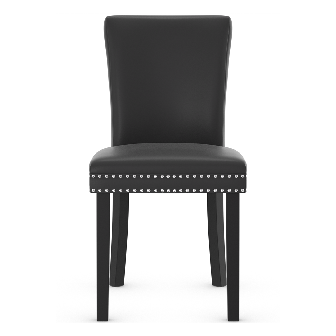 Faux Leather Dining Chair With Black Wooden Legs - Stanhope