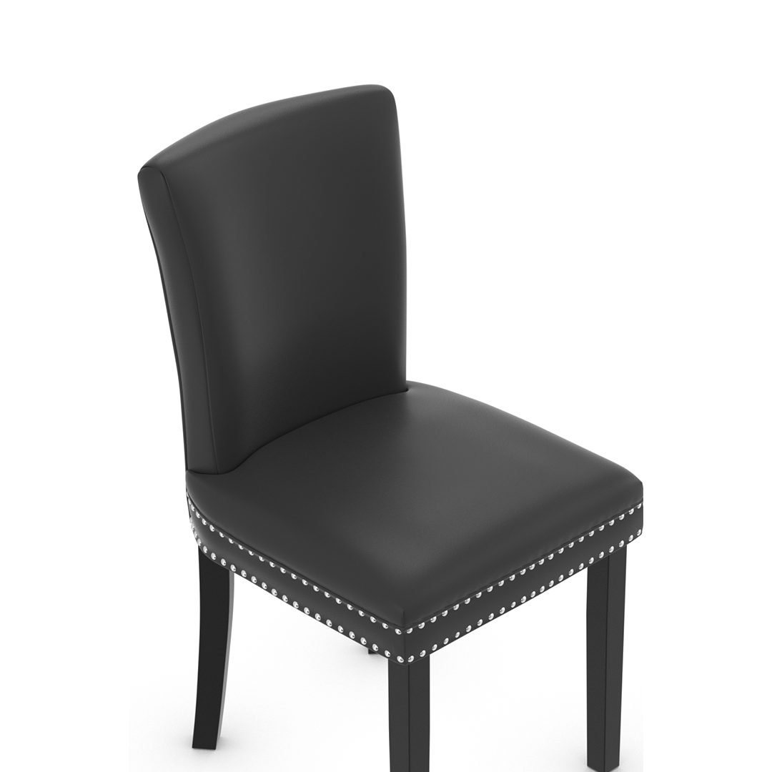 Faux Leather Dining Chair With Black Wooden Legs - Stanhope