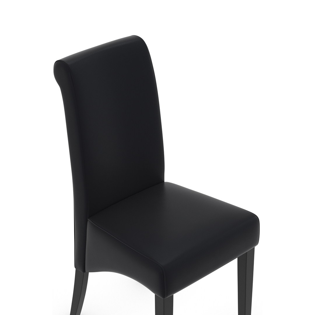 Faux Leather Dining Chair With Black Wooden Legs - Yorton