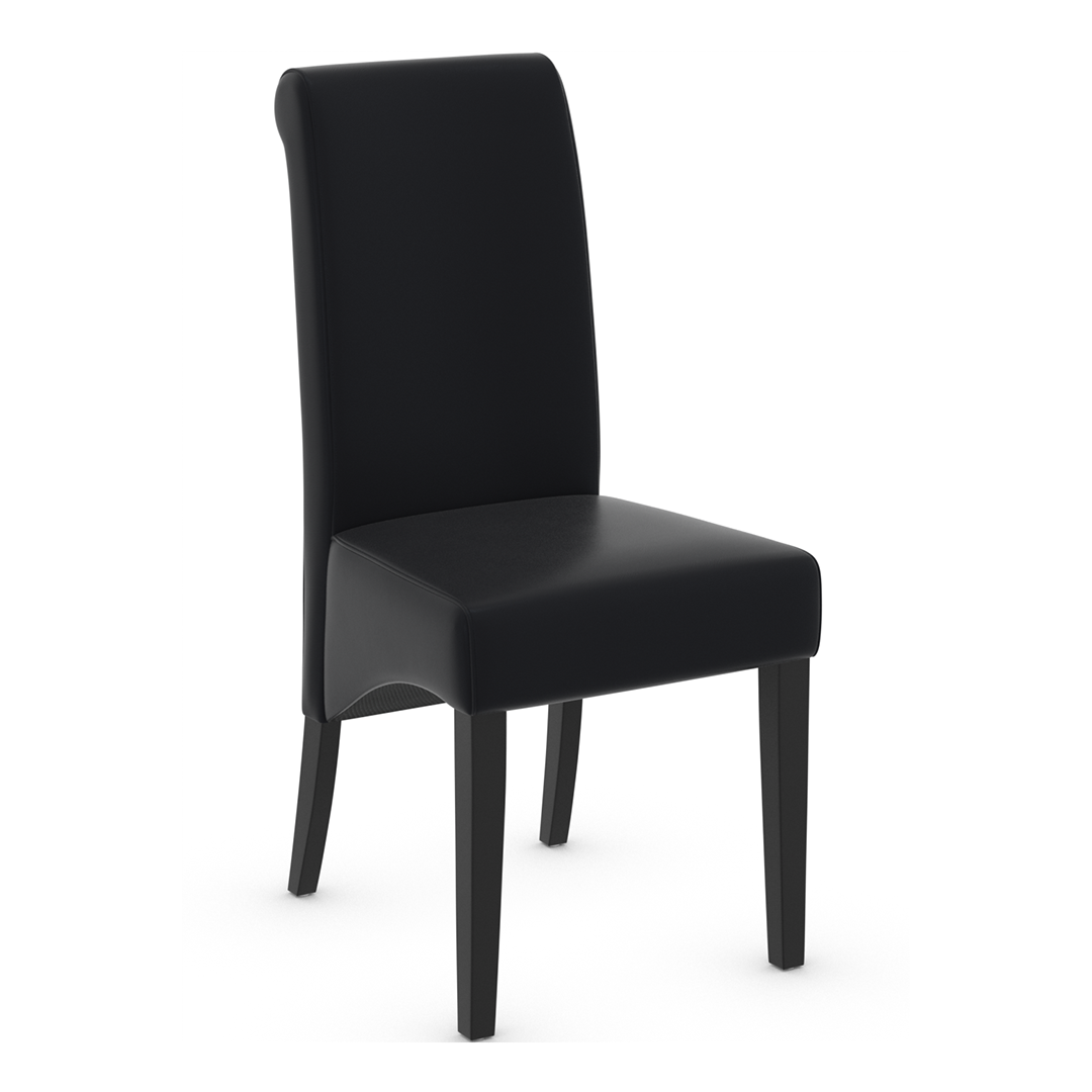 Faux Leather Dining Chair With Black Wooden Legs - Yorton