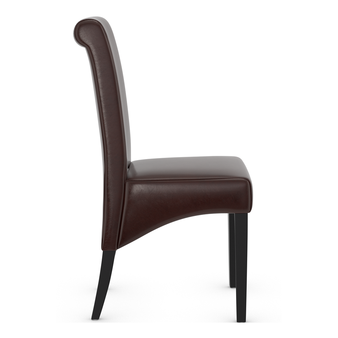 Faux Leather Dining Chair With Black Wooden Legs - Yorton