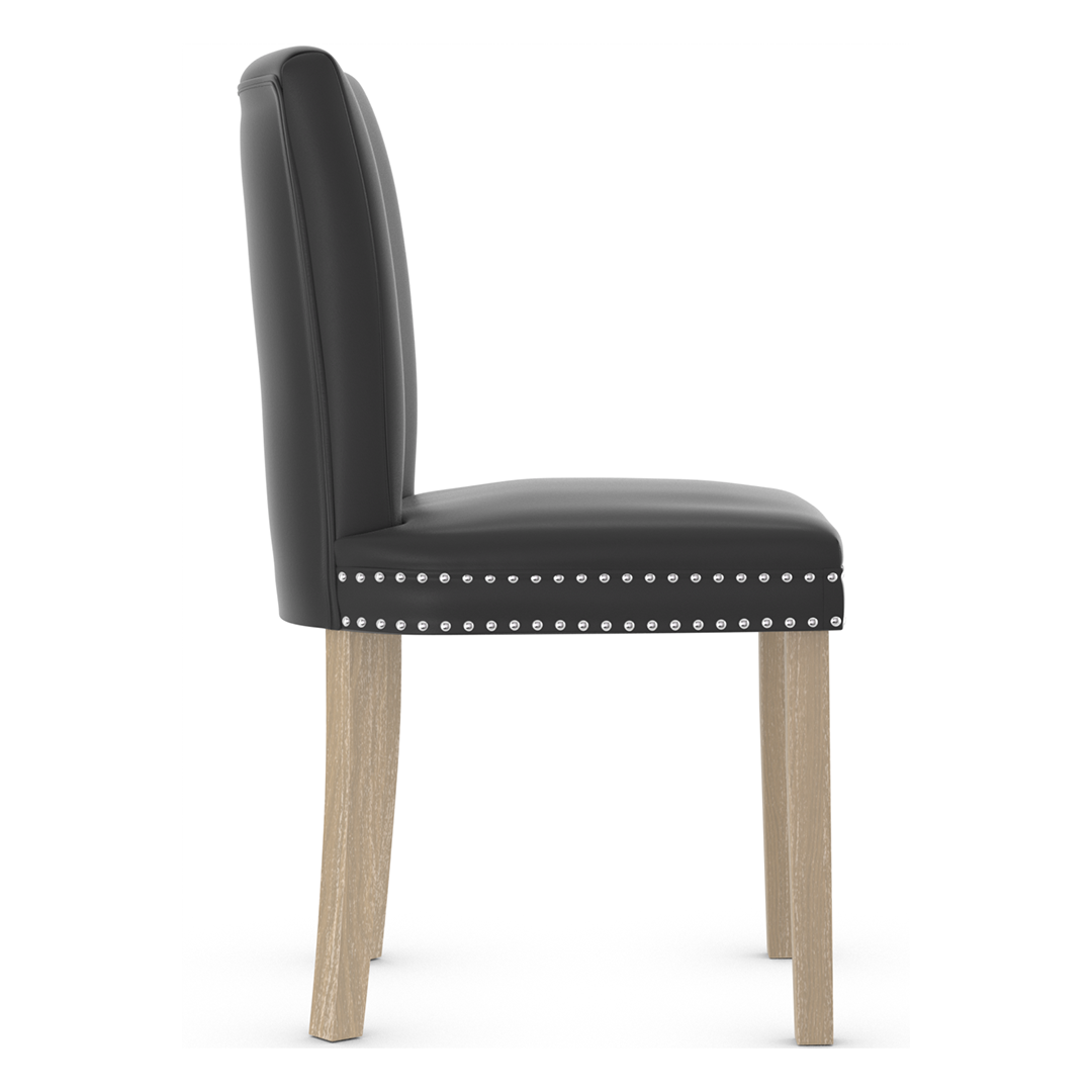 Faux Leather Dining Chair With Oak Wooden Legs - Stanhope