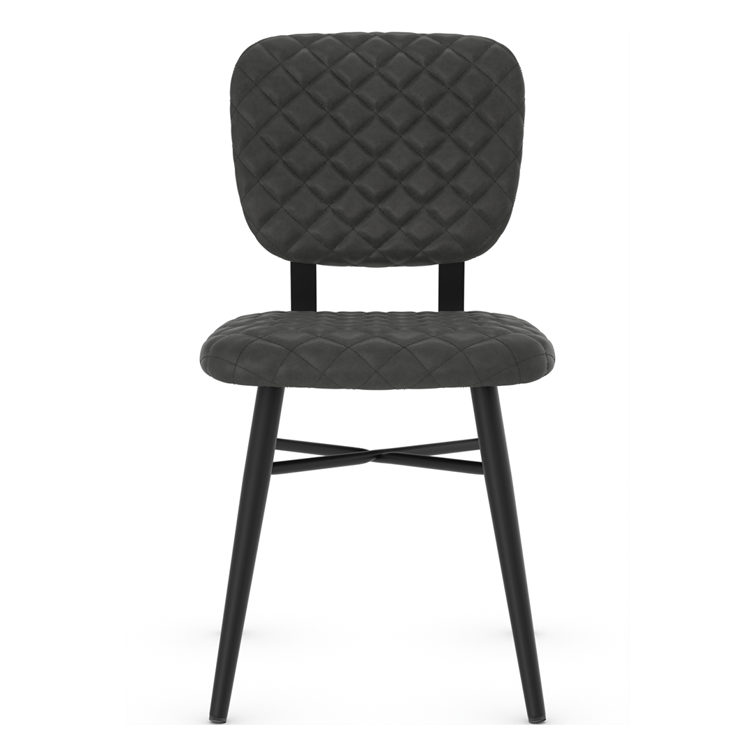 Faux Leather Dining Chair With Powder Black Legs - Huntley