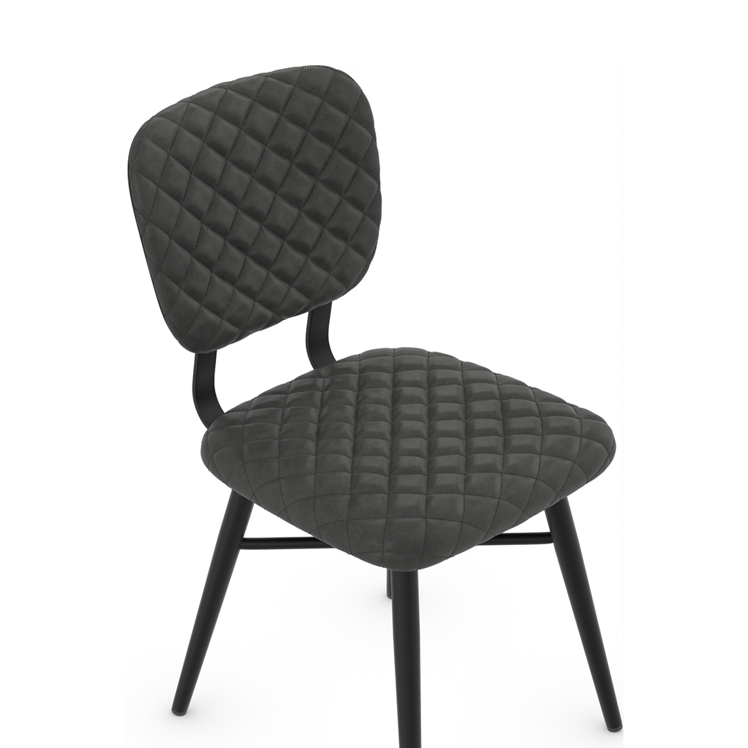 Faux Leather Dining Chair With Powder Black Legs - Huntley