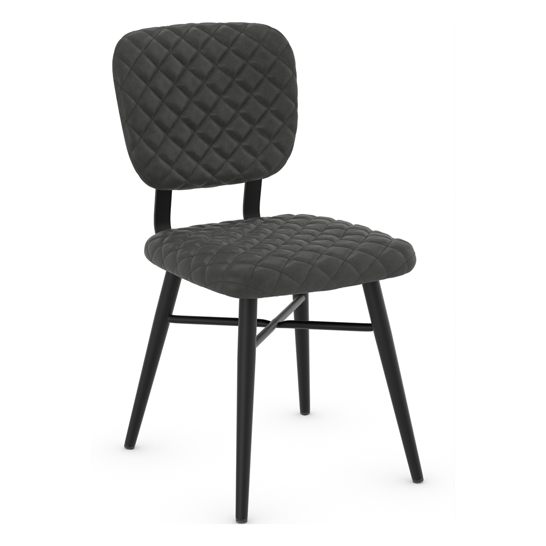 Faux Leather Dining Chair With Powder Black Legs - Huntley
