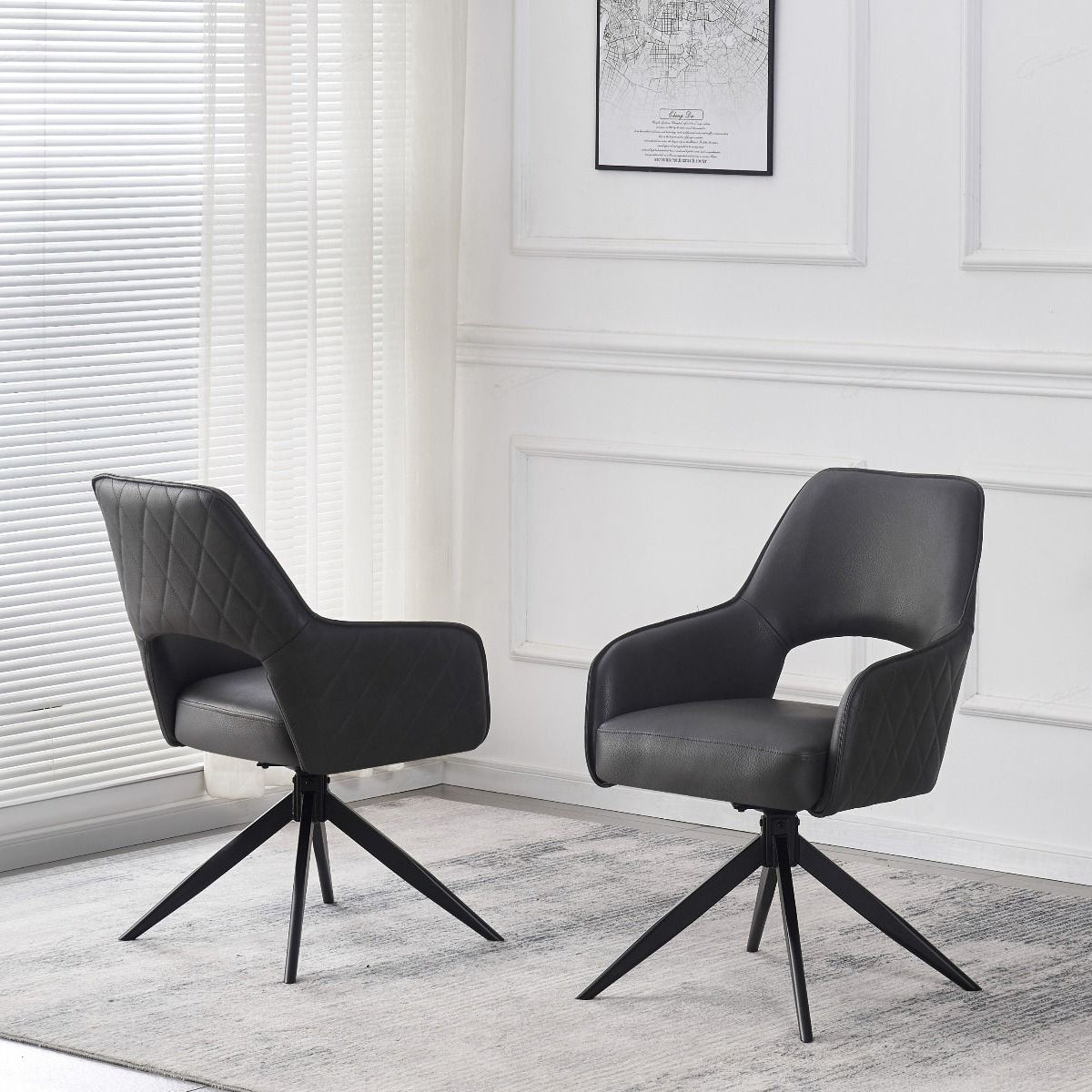 Faux Leather Dining Chair With Swivel Function - Enrica