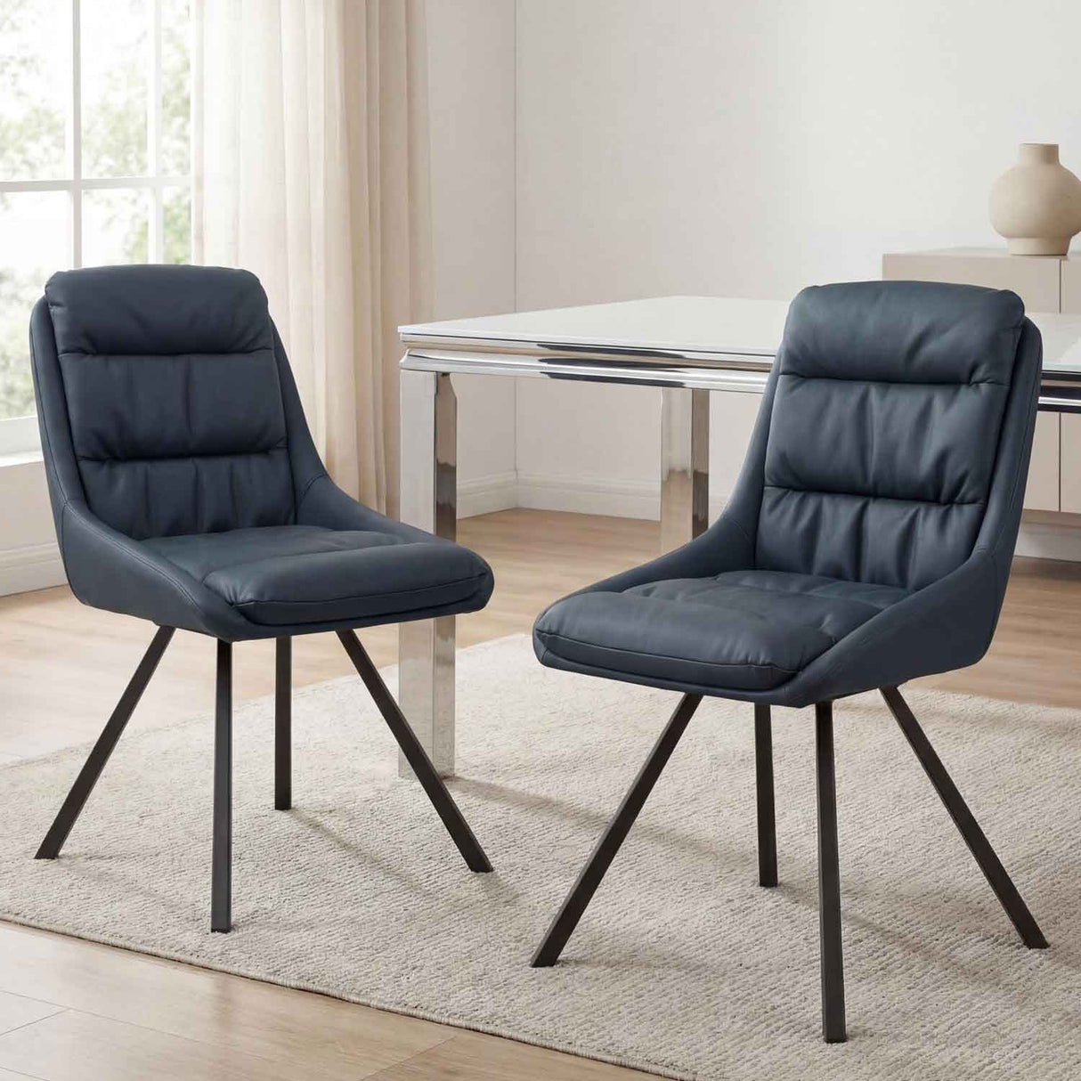 Faux Leather Dining Chairs 47cm Wide in Set Of 2 - Arnhem