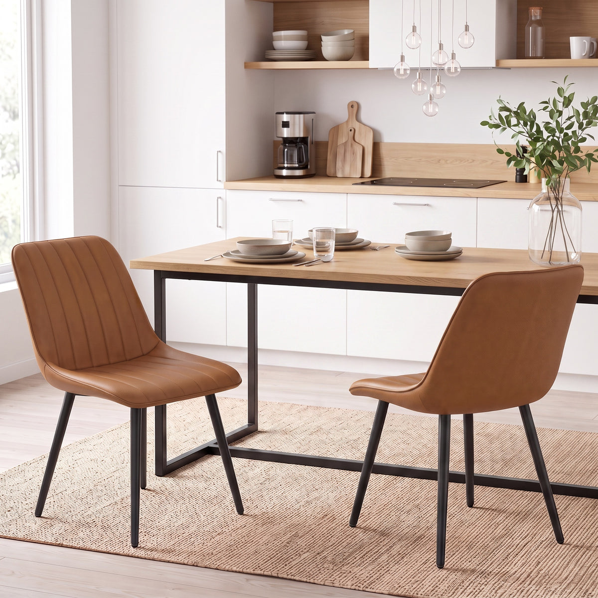 Faux Leather Dining Chairs 51cm Wide in Set Of 2 - Velmora
