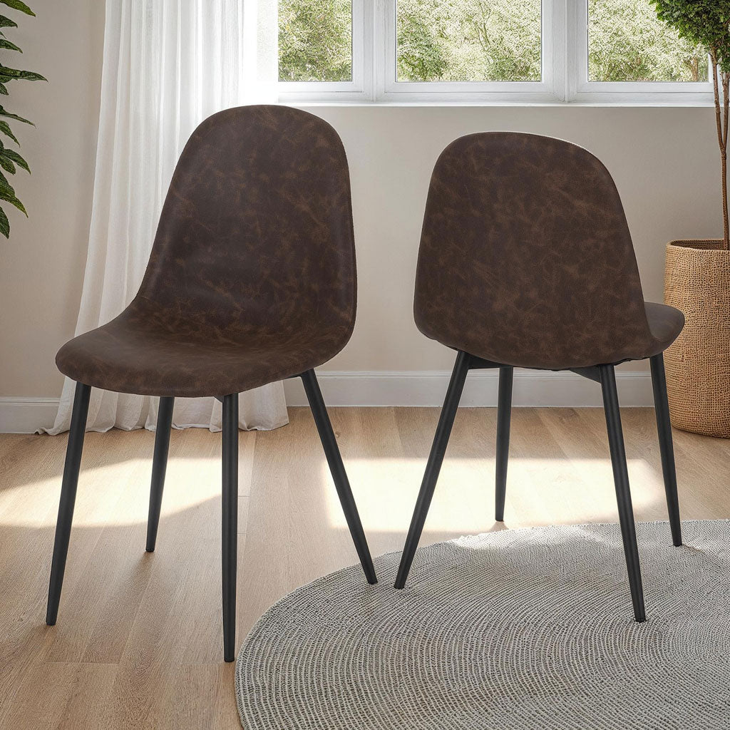 Faux Leather Dining Chairs in Set Of 2 - Athens