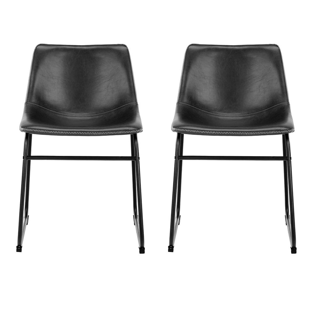 Faux Leather Dining Chairs in Set Of 2 With Cream Stitching - Oregon