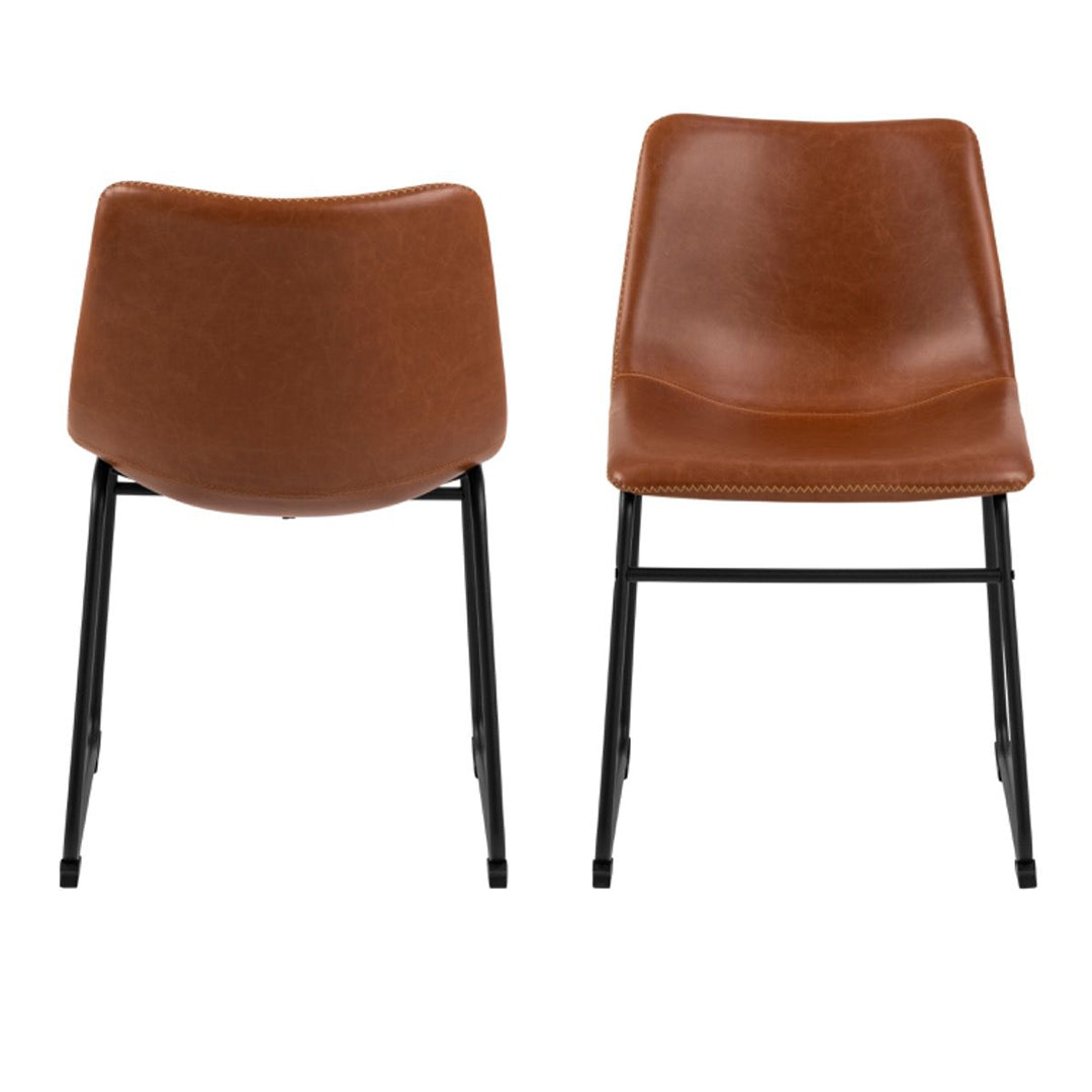Faux Leather Dining Chairs in Set Of 2 With Cream Stitching - Oregon