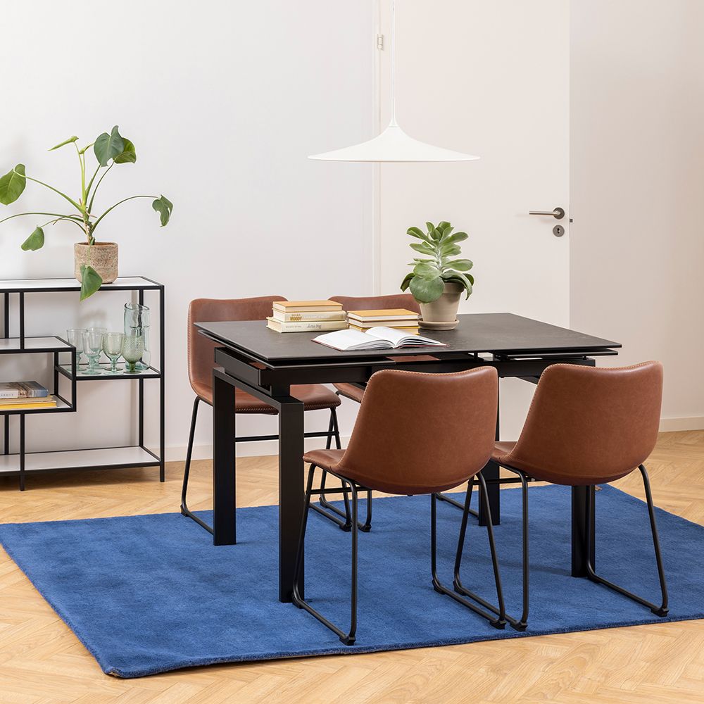 Faux Leather Dining Chairs in Set Of 2 With Cream Stitching - Oregon