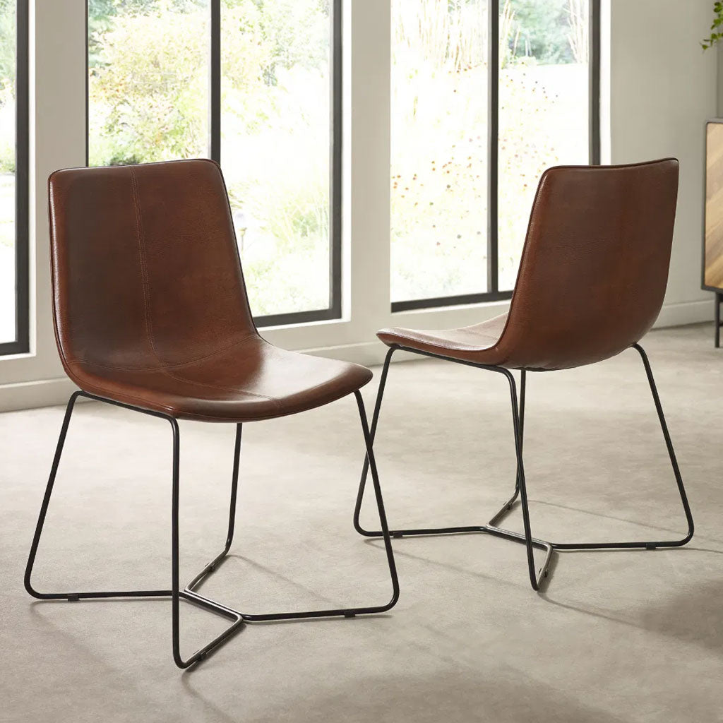 Faux Leather Dining Chairs in Set Of 2 - Joren