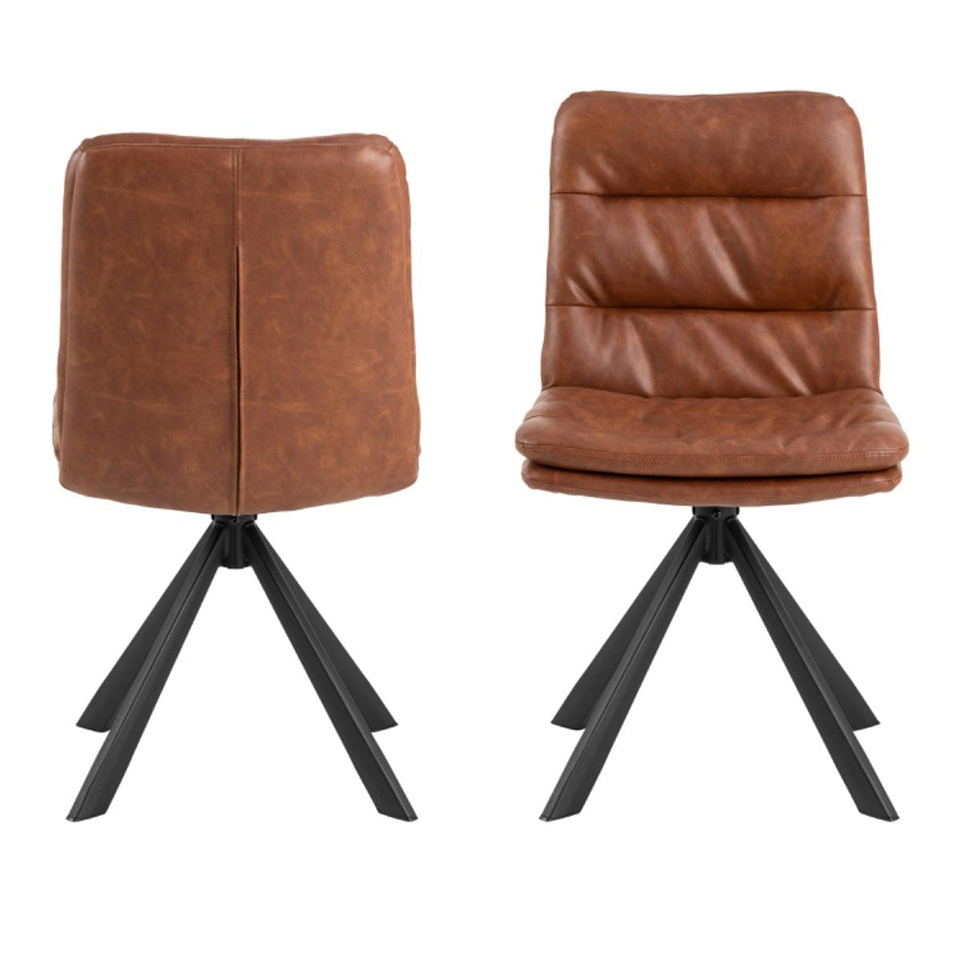 Faux Leather Dining Chairs in Set of 2 With Swivel Function - Dean