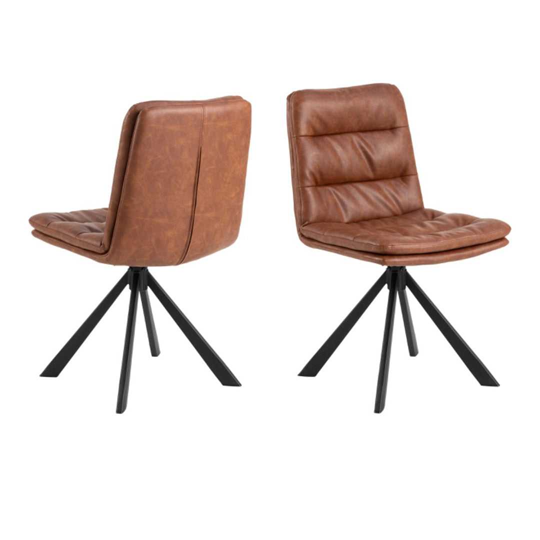 Faux Leather Dining Chairs in Set of 2 With Swivel Function - Dean