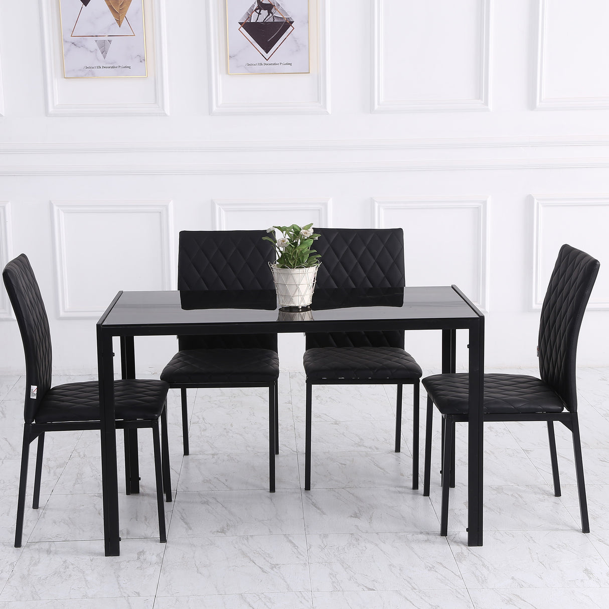 Faux Leather Dining Chairs in Set Of 4 With Metal Legs - Velmora