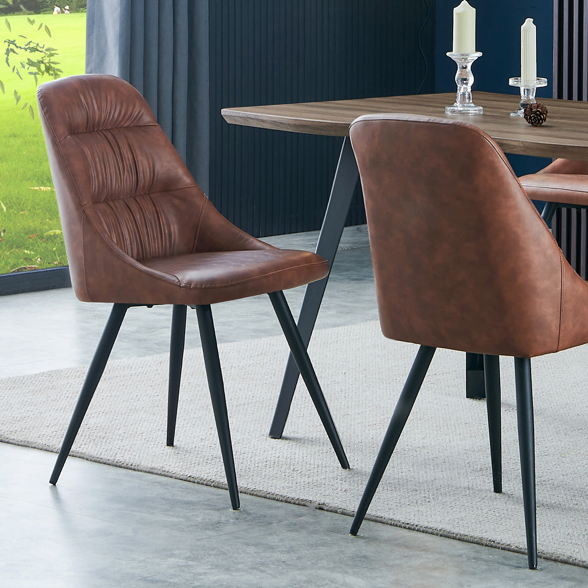 Faux Leather Dining Chairs in Set Of 2 - Corinth
