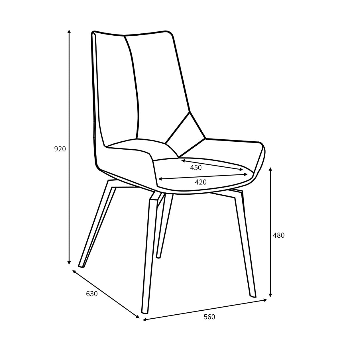 Faux Leather Dining Chairs in Set Of 2 With Swivel Function - Mako