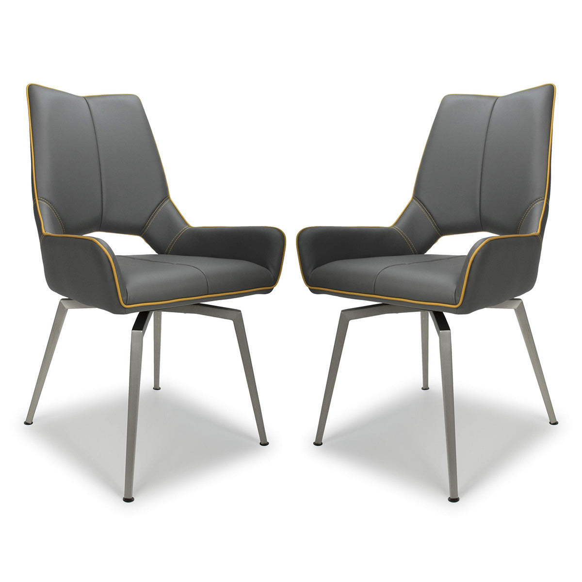 Faux Leather Dining Chairs in Set Of 2 With Swivel Function - Mako