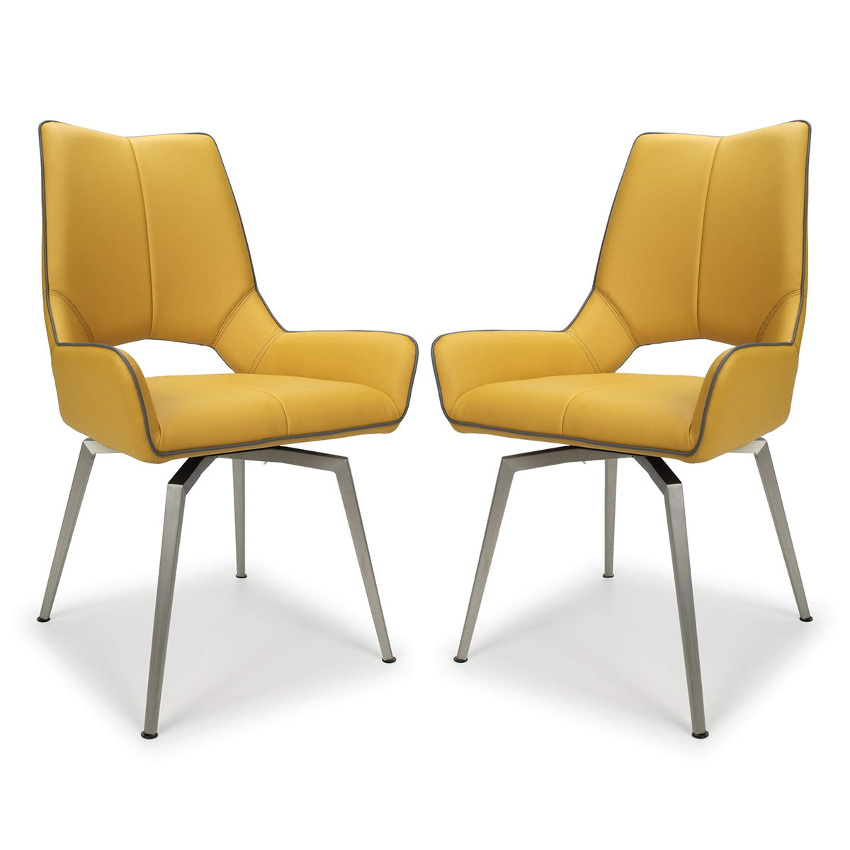 Faux Leather Dining Chairs in Set Of 2 With Swivel Function - Mako