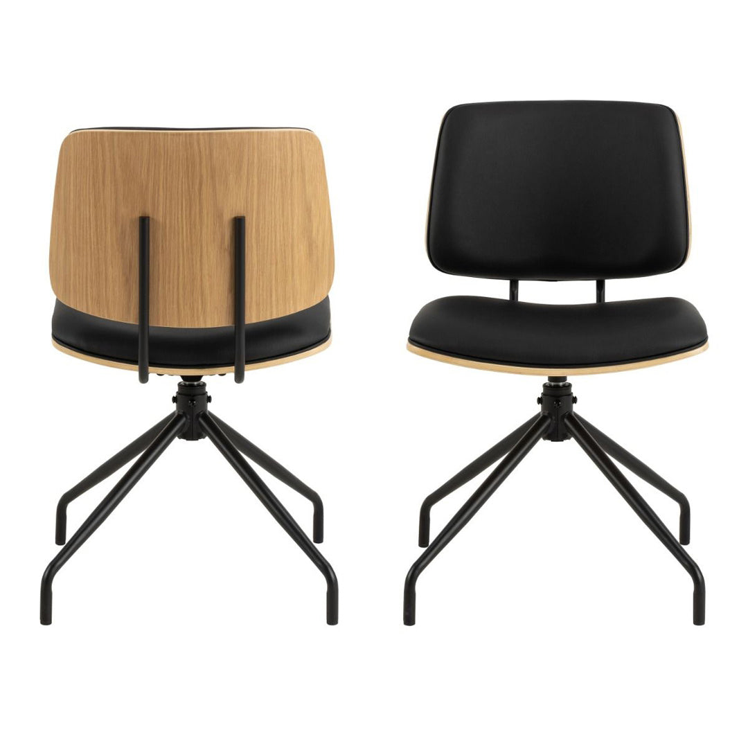 Faux Leather Dining Chairs in Set of 2 With Swivel Function - Owen