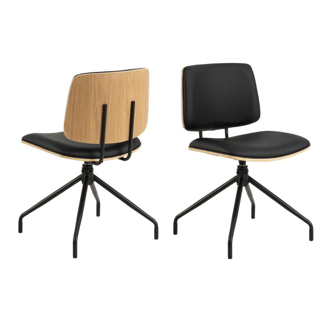Faux Leather Dining Chairs in Set of 2 With Swivel Function - Owen