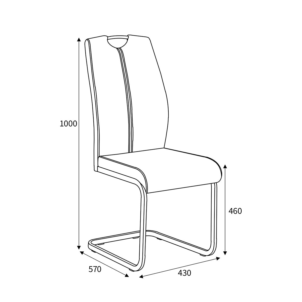 Faux Leather Dining Chairs in Set Of 4 With Chrome Cantilever Legs - Toledo