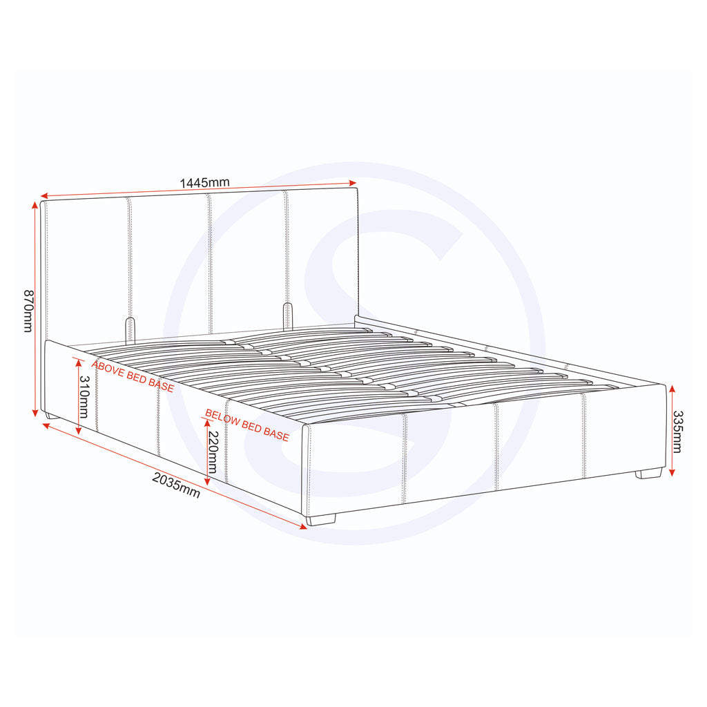 Faux Leather Double Ottoman Storage Bed - Waverley