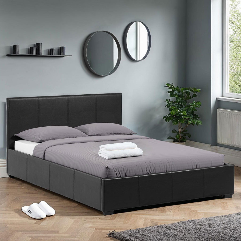 Faux Leather Double Ottoman Storage Bed - Waverley
