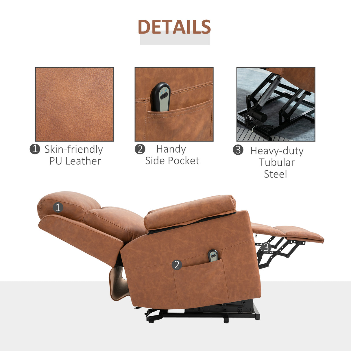 Faux Leather Electric Recliner Chair 83cm Wide - Velmora
