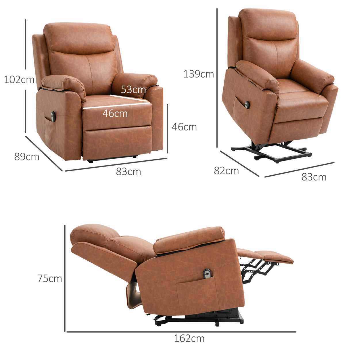 Faux Leather Electric Recliner Chair 83cm Wide - Velmora