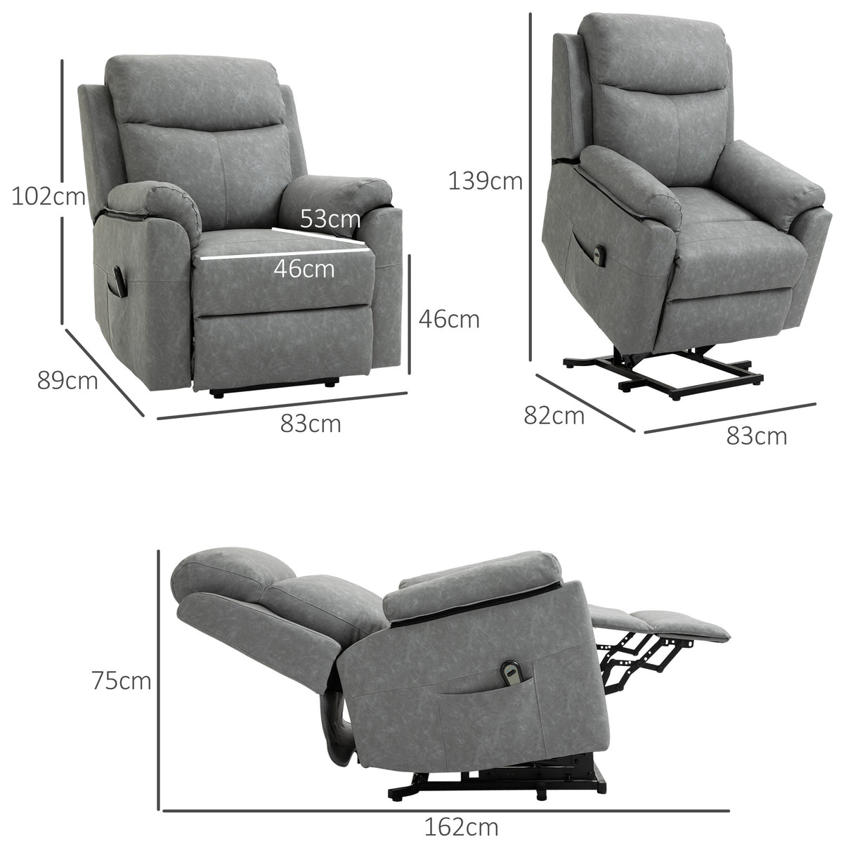 Faux Leather Electric Recliner Chair 83cm Wide - Velmora